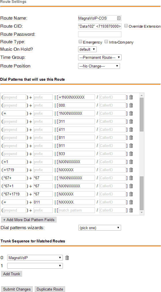 FreePBX e164 Dial Plan 